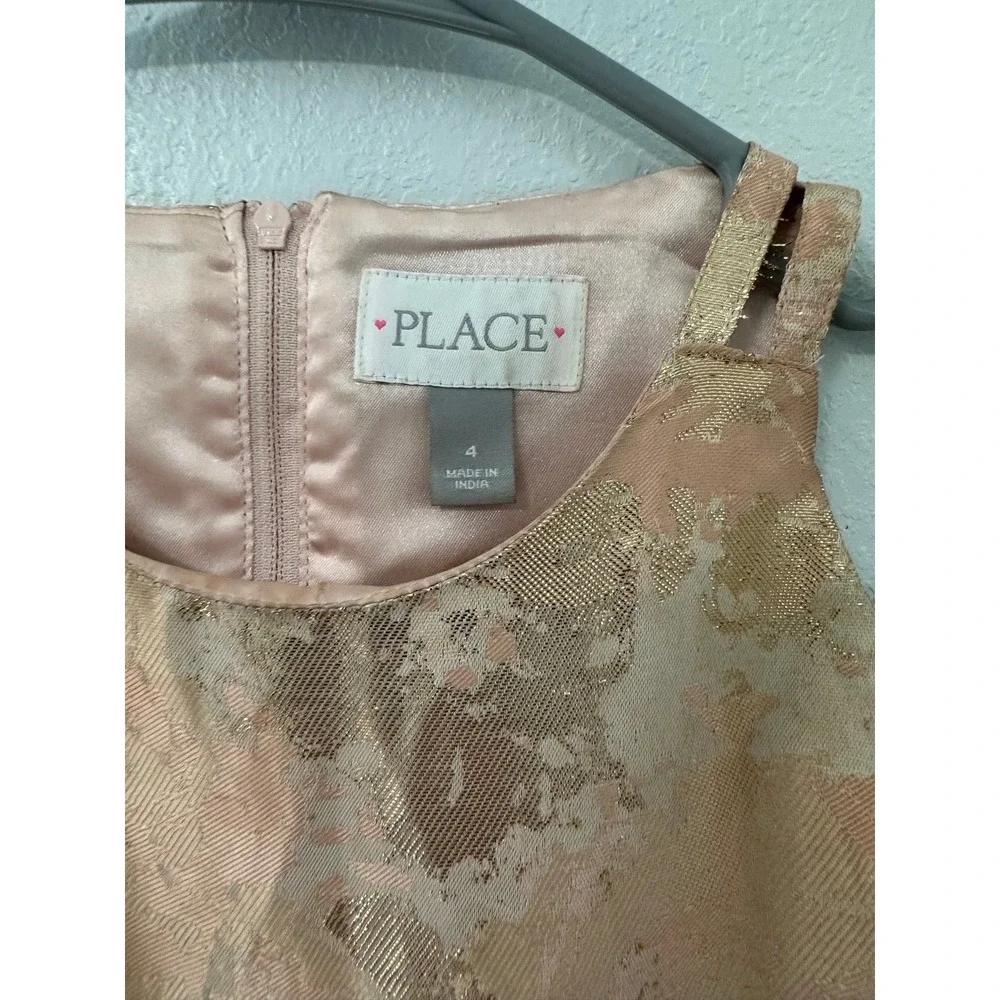 The Childrens Place Girls‎ Pink Gold Brocade Pleated Party Dress Size 4
